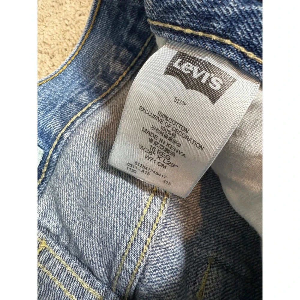 Levi's 511 Slim Fit Mens Jeans Medium Wash Distressed Pockets W28 L28‎